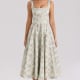 Mariabella Sage Floral Print Cotton Midi Dress