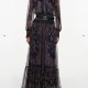 NAVY PRINTED GEORGETTE MAXI DRESS