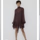 Casimiro mini dress in umber brown georgette