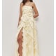 Allairie strapless ruffled shirred faille gown