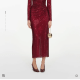 Burgundy Rhinestone Gathered Midi Dress