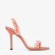 Grapefruit Satin Sandals with Daisy Embroidery