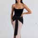 Black & Blush Chiffon Maxi Dress