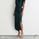 Kenzie asymmetric draped midi dress teal green