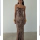 Cleodora maxi dress in GUEPARDO SILK SATIN