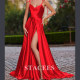 A-line Charmeuse Prom Dress Cowl Neck Court Train with Pleated Split
