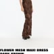 ROTATE FLOWER MESH MAXI DRESS DARK BROWN