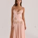 SALOMA Blush Satin Custom Hand Beaded Embellished Maxi Dress - Limited Edition