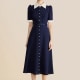 Violet navy and ivory dress