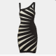 Herve Leger Black/Off White Knit Sleeveless Mini Bandage