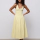 odd muse Cotton Mix Cinched Midi Dress Lemon
