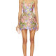 Iris Floral Aria V-neck Mini Dress in Pink Purple