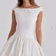 Lauren white cotton broderie anglaise boat neck mini dress