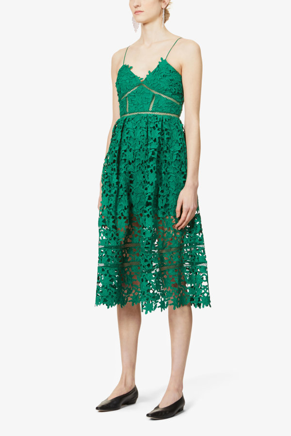 self portrait floral embroidered midi dress