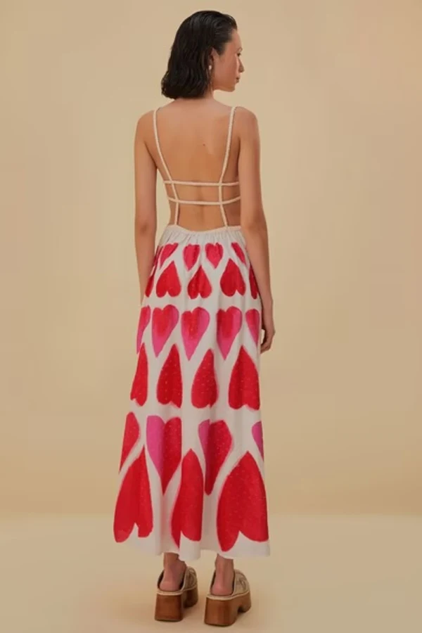 chinese dress ladies Cream Majestic Hearts Maxi Dress