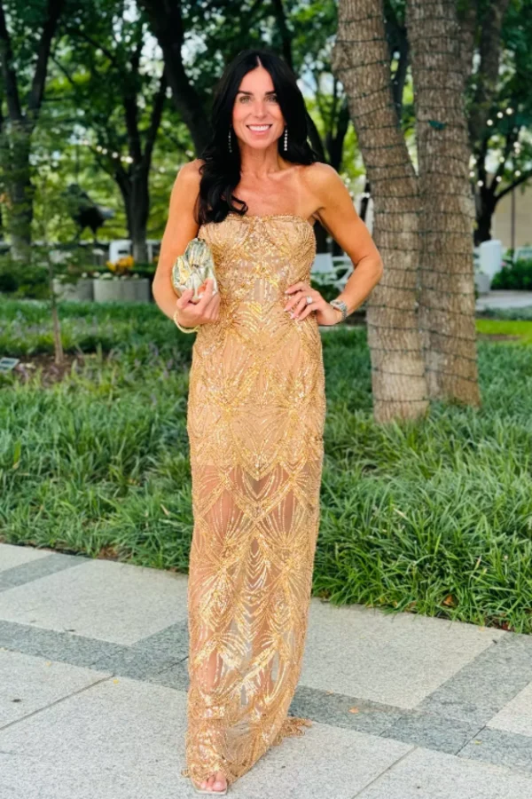 bronx and banco gold dress Jasmine Gold Off Shoulder Gown main image 1