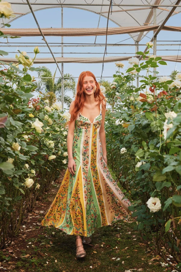 Rent FARM RIO floral striped linen-blend maxi dress - Farm Rio | HURR