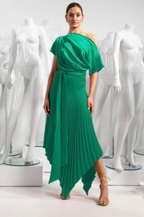 Rent Kevan Jon Mila green midi dress - Kevan Jon | HURR