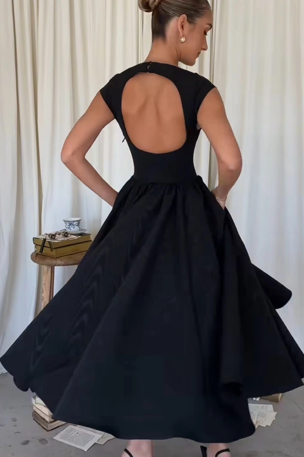 Rent Debutante Black moire satin midi dress - House of CB