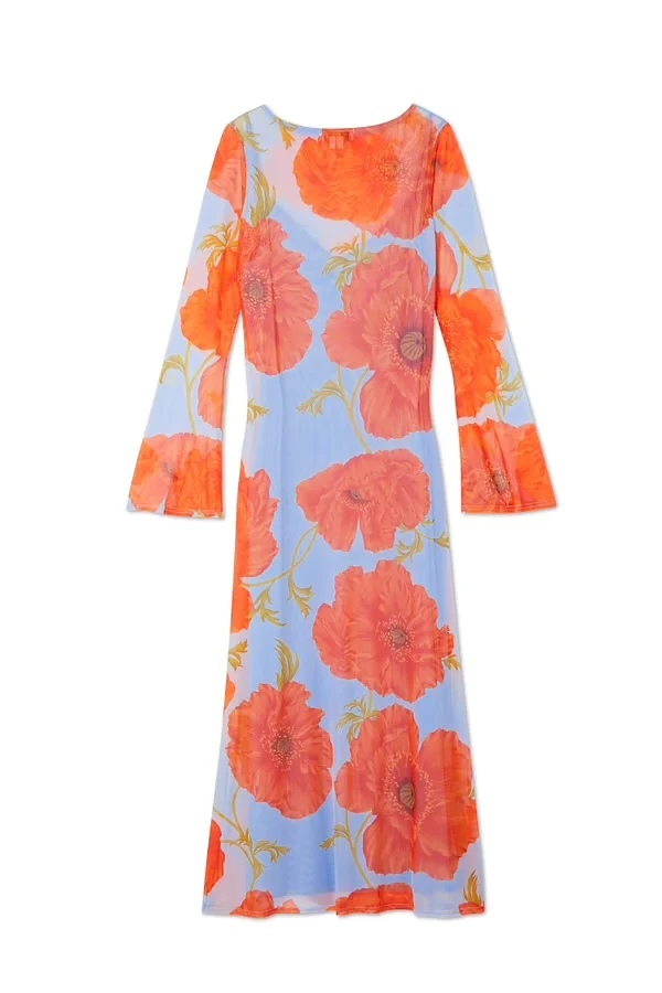beige midi dress with sleeves Beige Floral Flutter Sleeve Maxi Dress - All Dresses