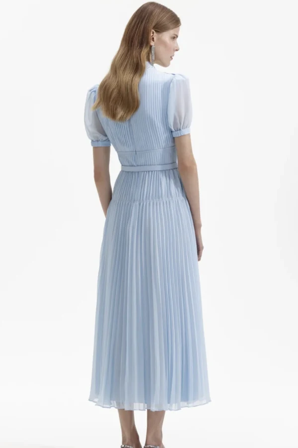 blue chiffon bow midi dress Rent Blue chiffon bow midi dress - Self-Portrait