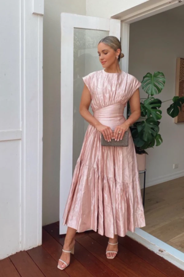 Rent Aje Serendipity Reflection Midi Dress in Blush - Aje | HURR