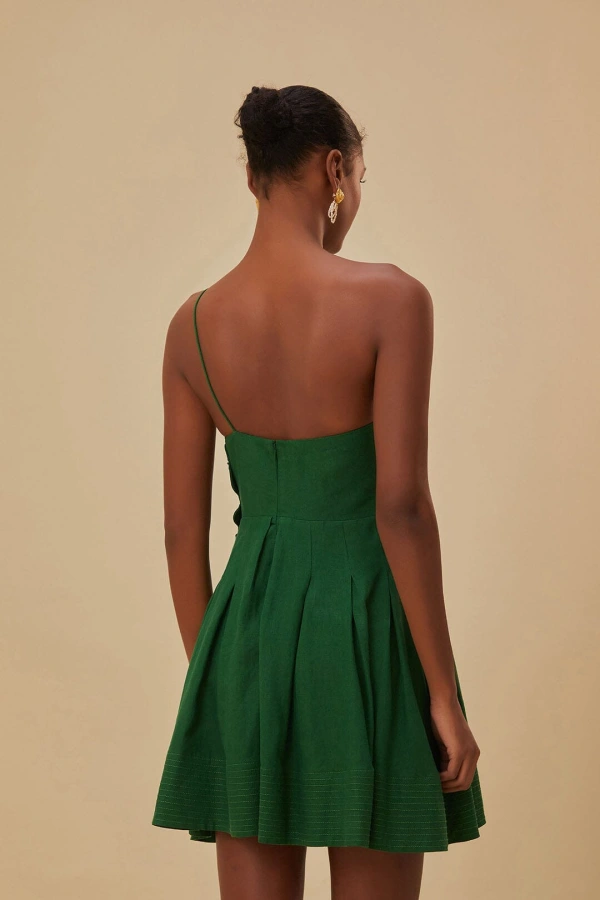 Rent Green One Shoulder Lea Mini Dress - Farm Rio | HURR