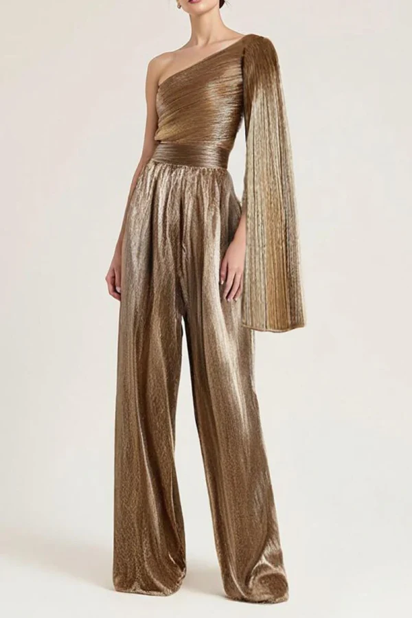Rent SemSem New York gold pliss one shoulder top 70s - SEMSEM | HURR
