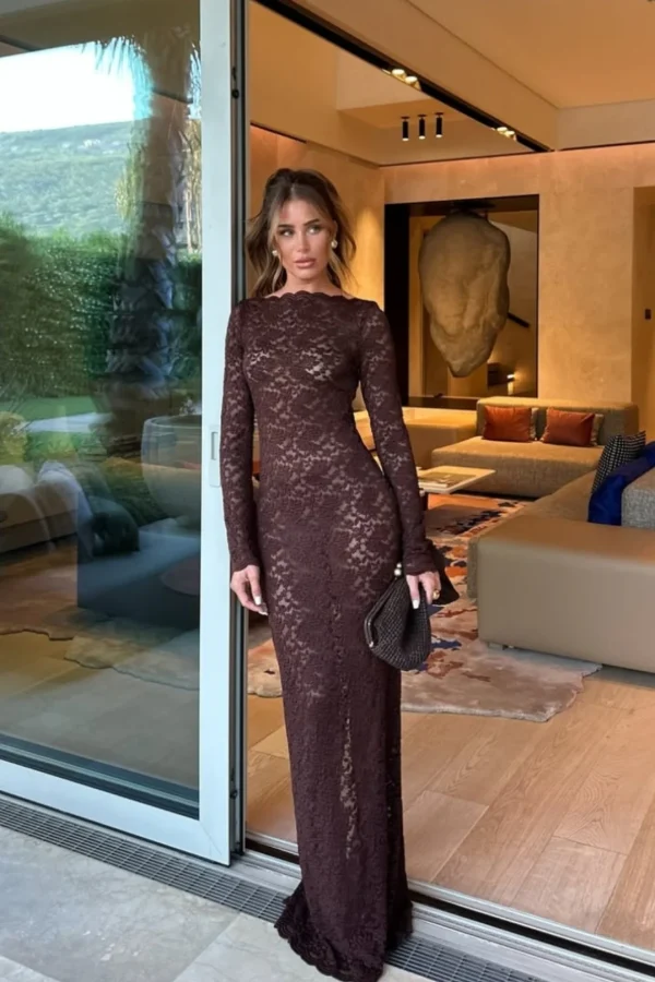 knee length dresses for ladies MONET DRESS CHOCOLATE – ARCINA ORI main image 0
