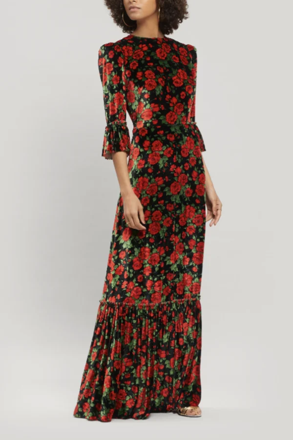 Rent Wild rose full length velvet dress - THE VAMPIRE'S WIFE | HURR
