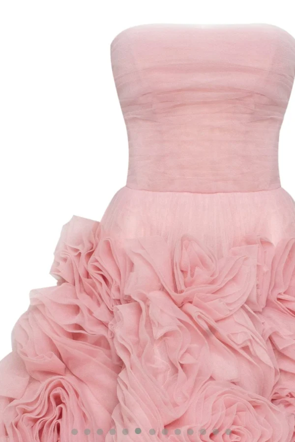 open lace back dress DRAMATICALLY MISTY PINK FLOWERED TULLE DRESS main image 1