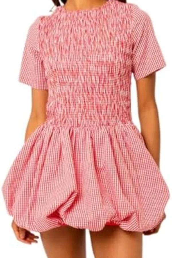 Rent Amy Lynn puffball ultra mini dress in red gingham - Amy Lynn | HURR