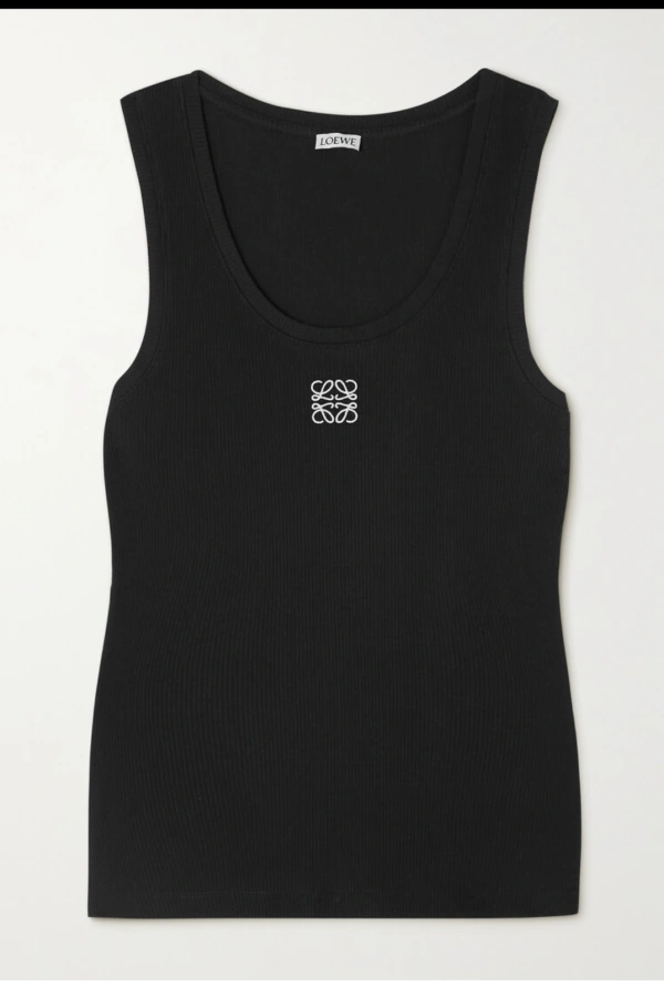 Rent Loewe black embroided ribbed tank - Loewe | HURR