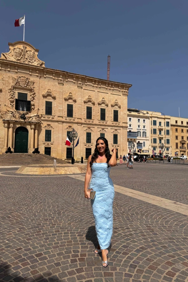 eva tuscan blue embroidered floral maxi dress Rent - - House of CB wedding-guest Kynlee Polka Dot Mini Color:Bright Aqua Size medium measures 51.38