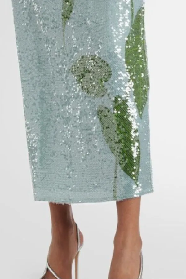 blue anthurium flowers slip maxi dress FARM Rio Anthurium Flowers Slip Maxi Dress