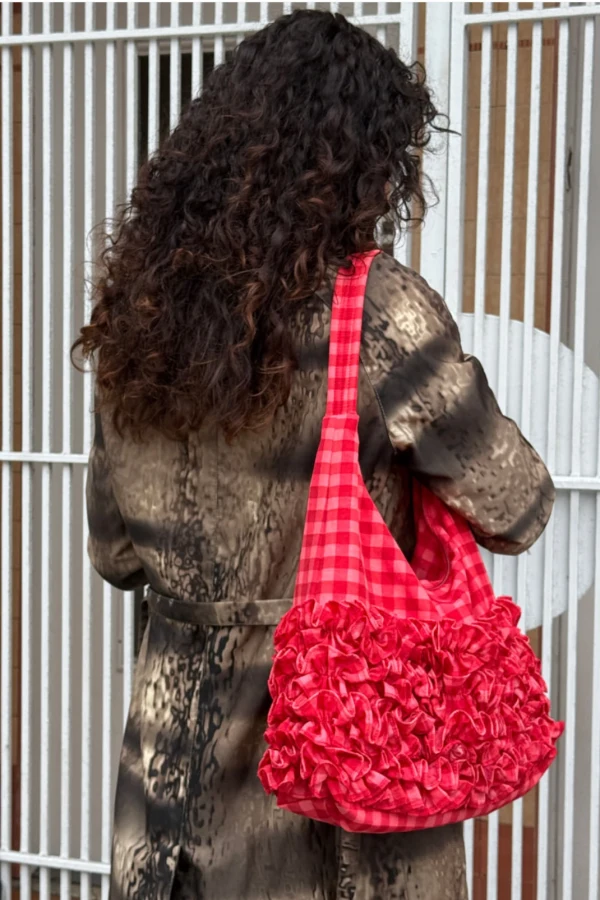 Rent Molly Goddard X Baggu Ruffle Ruby Gingham Shoulder Bag