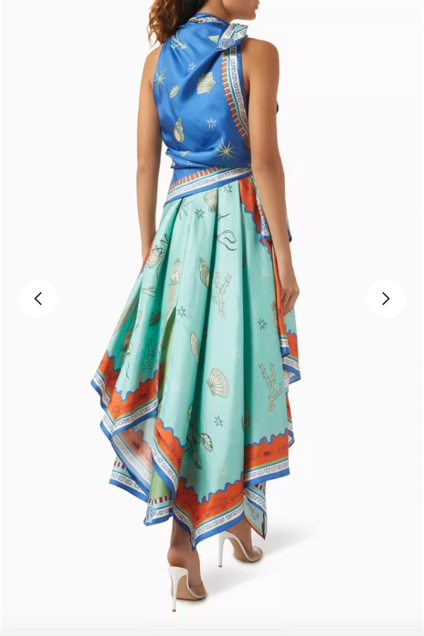 alemais surrealist summer scarf midi dress Rent Surrealist Summer Scarf Midi Dress Multi - ALEMAIS
