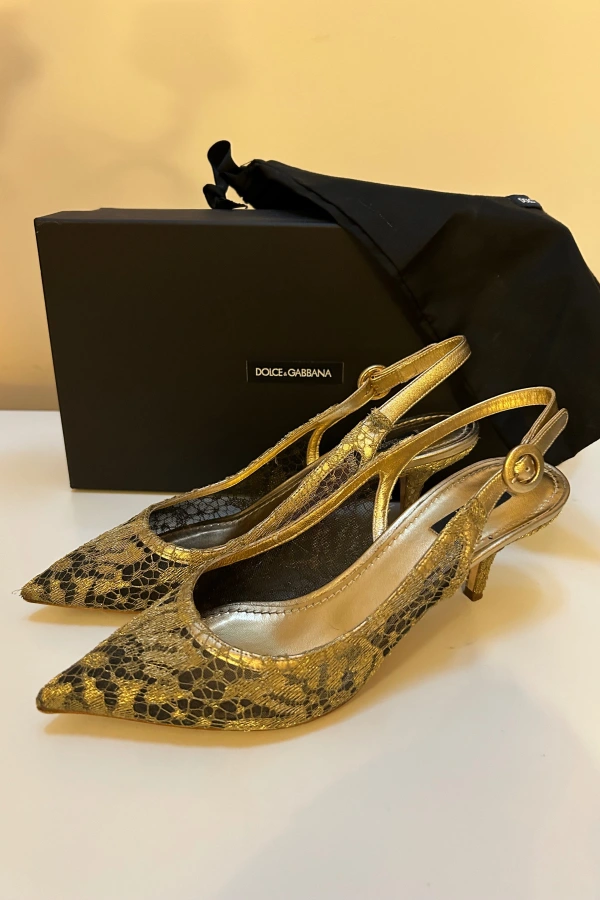 Dolce & Gabbana Pink Maroon Leather Kitten Heels Slingbacks Shoes