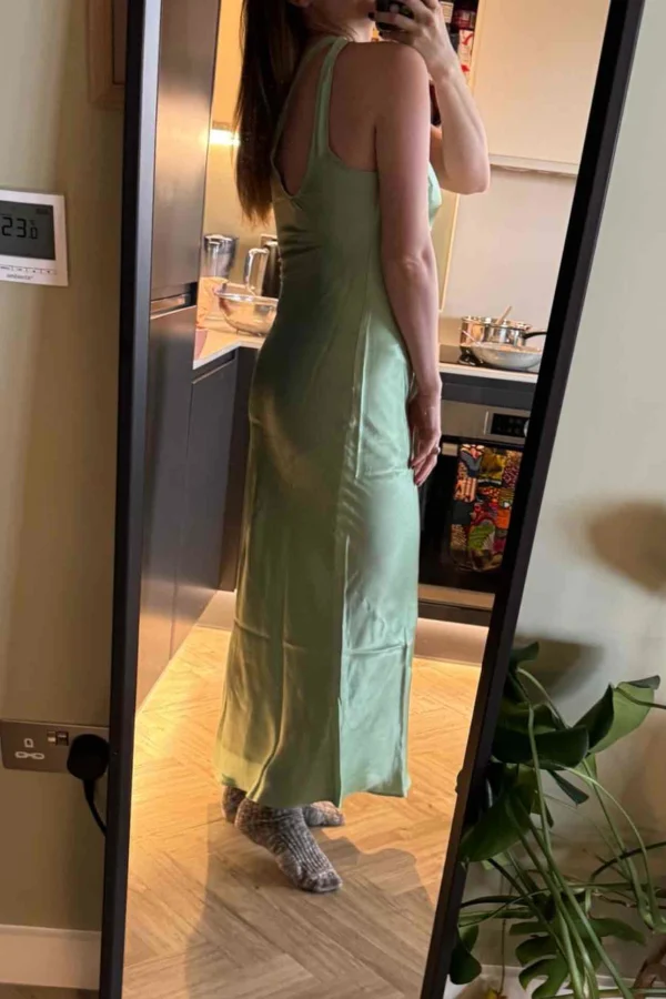 anthropologie green slip dress mini good luck puff sleeve dress // green floral *zoco exclusive* – shop  zoco main image 1