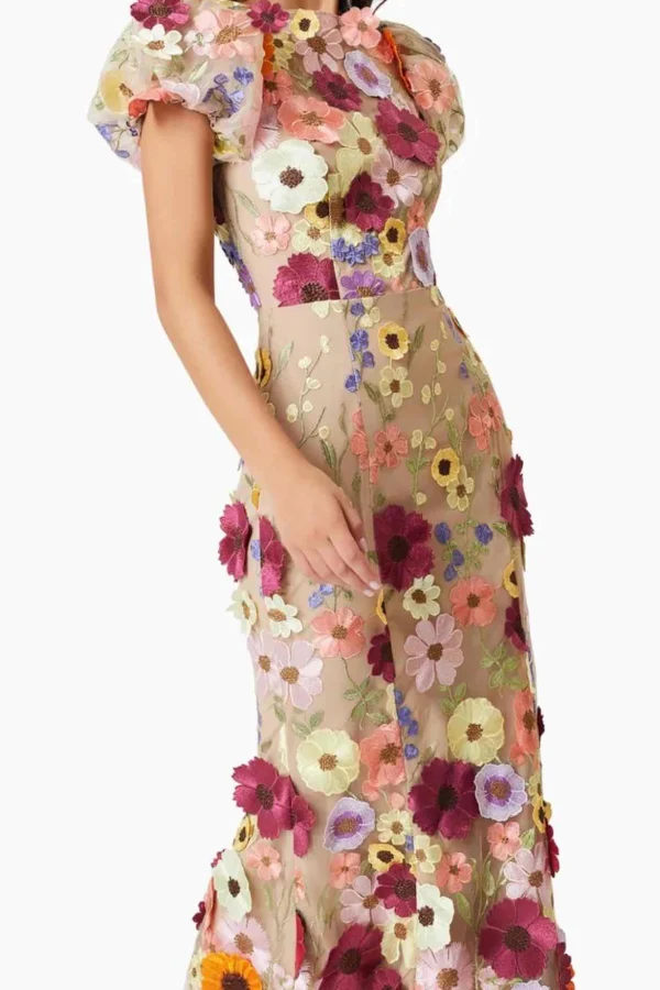 Rent Astraea 3D Lace Maxi Dress In Pink - Elliatt | HURR