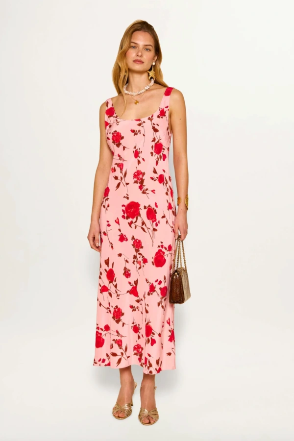 rixo bondi silk midi dress Bondi Silk Midi Dress in Purple Ikat Bloom Lilac