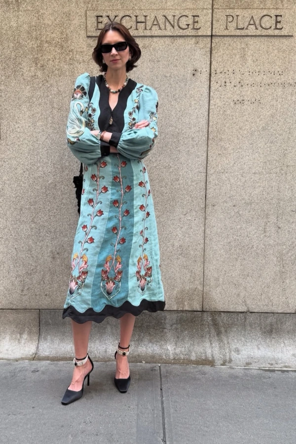 Rent Flowing Beauty Embroidered long sleeve midi dress - Farm Rio | HURR
