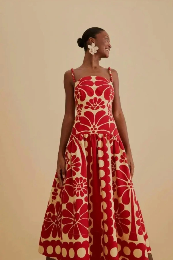 Rent Farm Rio Palermo Red Midi Dress - Farm Rio | HURR