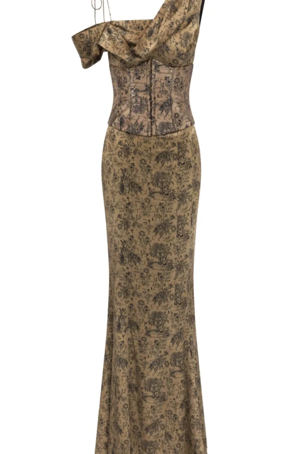 Rent BRULEE MAXI DRESS IN SILK SATIN SON OF VENUS PRINT - De La Vali | HURR
