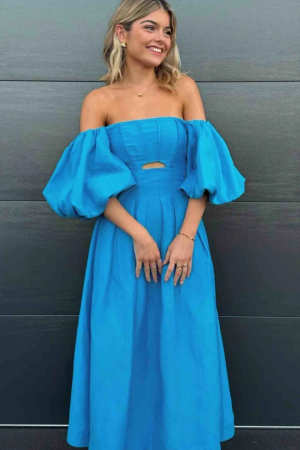 Rent Eugenie Off Shoulder Midi Dress - Aje | HURR