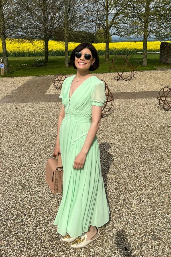 Rent Spearmint Chiffon Midi Dress - Self-Portrait | HURR