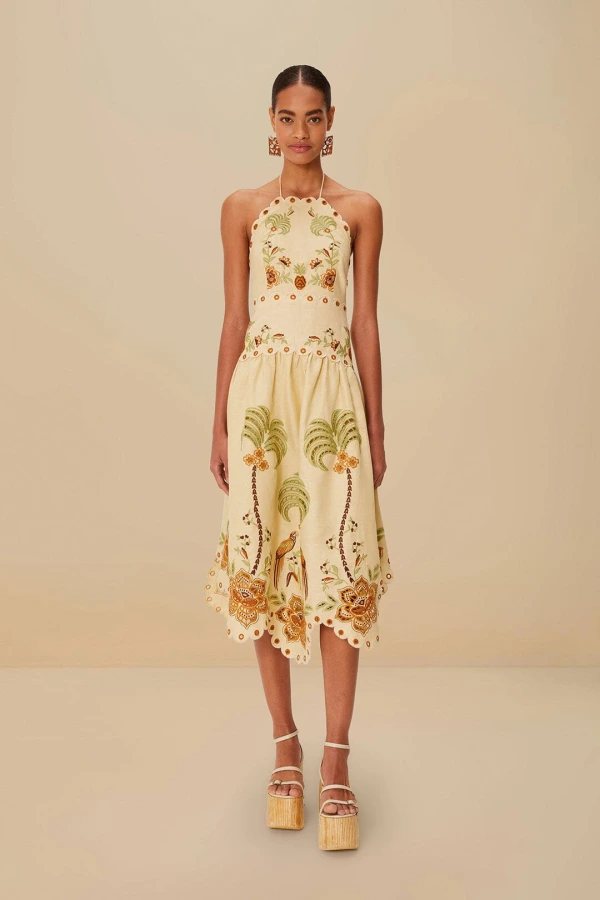 Rent Farm Rio Delicate Forest Richelieu Embroidered Midi Dress - Farm ...