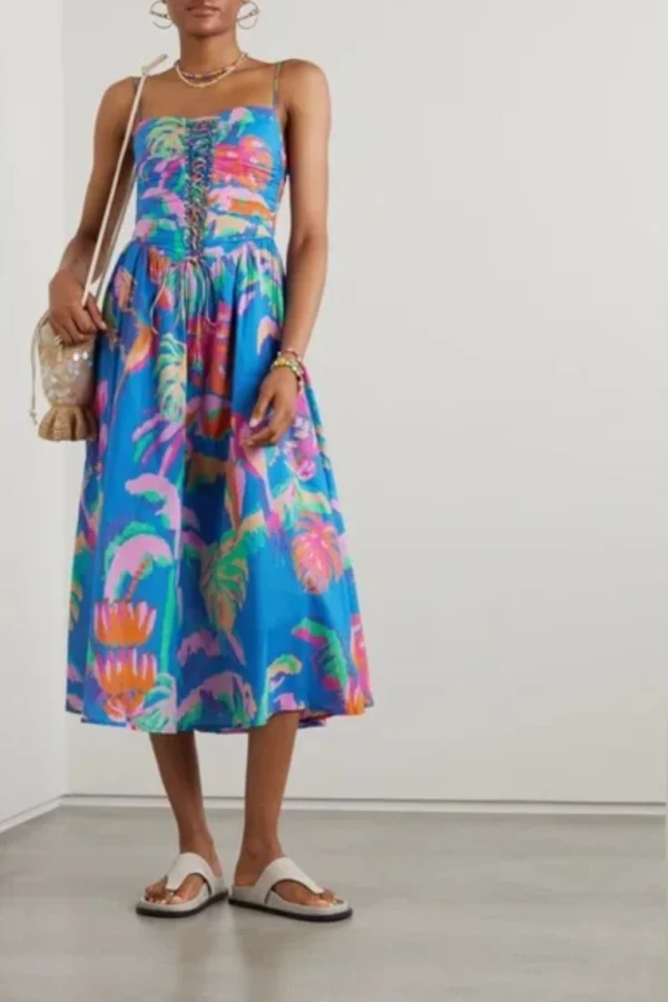Pink Abstract Jungle Midi Dress main image 1