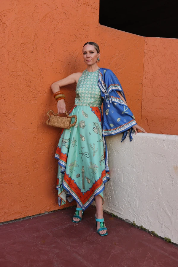 Rent Surrealist Summer Scarf Midi Dress Multi - ALEMAIS | HURR