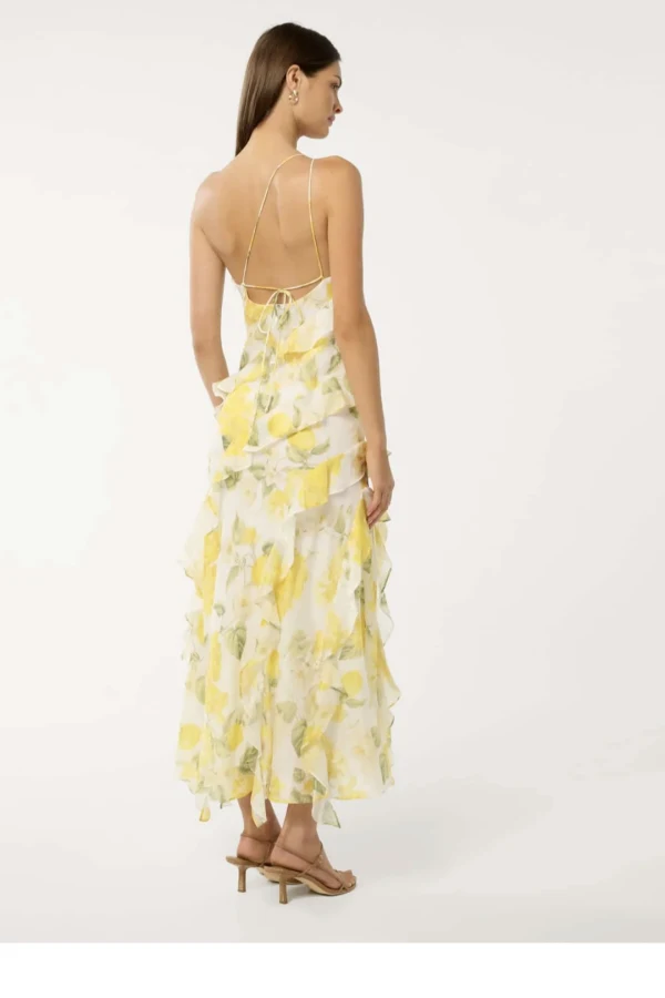 Forever New Yellow Belle One Shoulder Ruffle Gown
